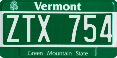 VT license plate ZTX754