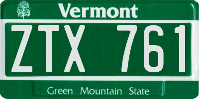 VT license plate ZTX761