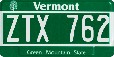 VT license plate ZTX762