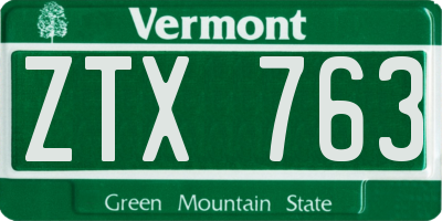VT license plate ZTX763