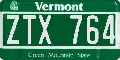 VT license plate ZTX764