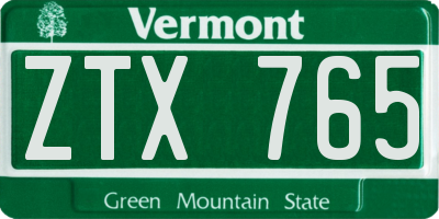 VT license plate ZTX765