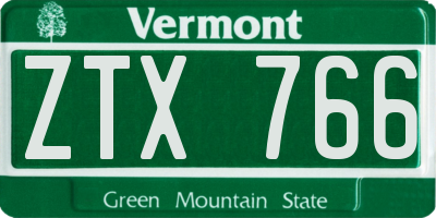 VT license plate ZTX766