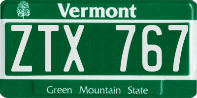VT license plate ZTX767