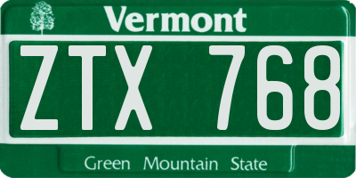 VT license plate ZTX768