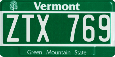 VT license plate ZTX769