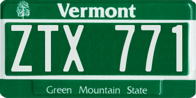 VT license plate ZTX771