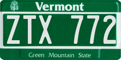 VT license plate ZTX772