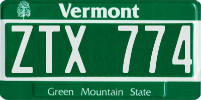 VT license plate ZTX774