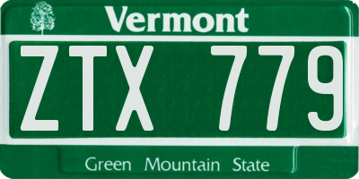 VT license plate ZTX779