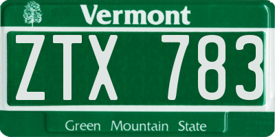 VT license plate ZTX783