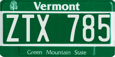 VT license plate ZTX785