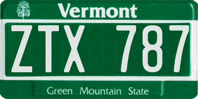 VT license plate ZTX787