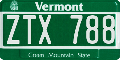 VT license plate ZTX788