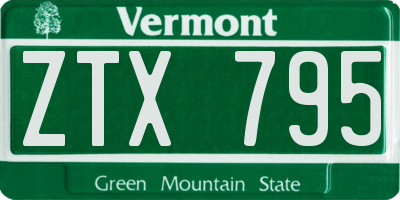 VT license plate ZTX795