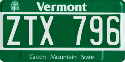 VT license plate ZTX796