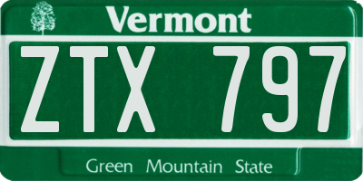 VT license plate ZTX797
