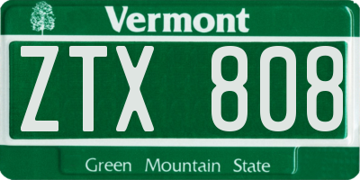 VT license plate ZTX808