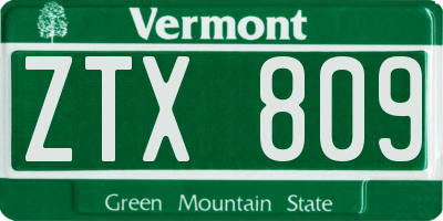 VT license plate ZTX809