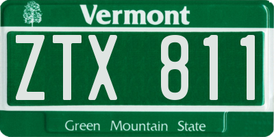 VT license plate ZTX811