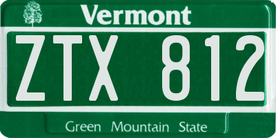 VT license plate ZTX812