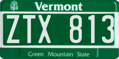 VT license plate ZTX813