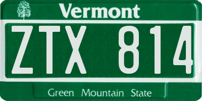 VT license plate ZTX814