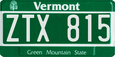 VT license plate ZTX815