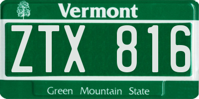 VT license plate ZTX816