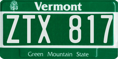 VT license plate ZTX817