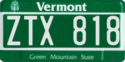 VT license plate ZTX818