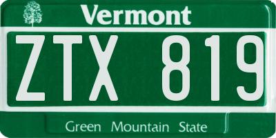 VT license plate ZTX819