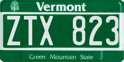 VT license plate ZTX823