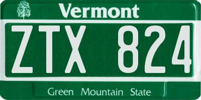 VT license plate ZTX824