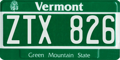 VT license plate ZTX826