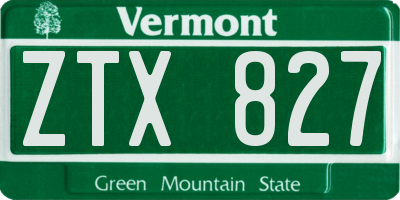 VT license plate ZTX827