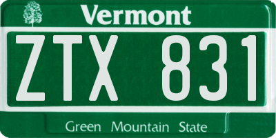 VT license plate ZTX831