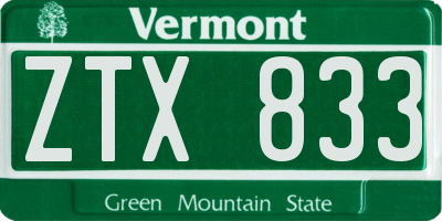 VT license plate ZTX833