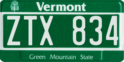 VT license plate ZTX834