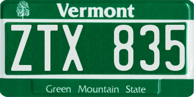 VT license plate ZTX835