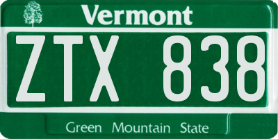 VT license plate ZTX838