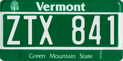 VT license plate ZTX841