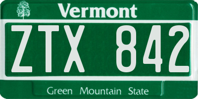 VT license plate ZTX842