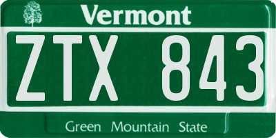 VT license plate ZTX843