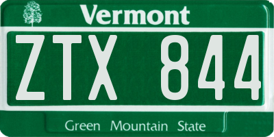 VT license plate ZTX844