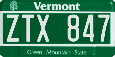 VT license plate ZTX847