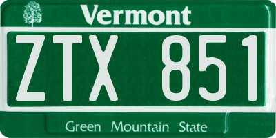 VT license plate ZTX851
