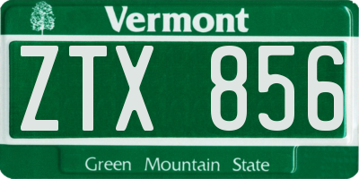 VT license plate ZTX856