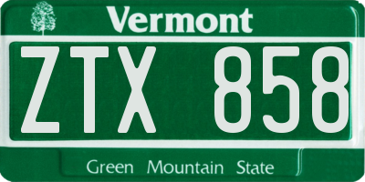 VT license plate ZTX858