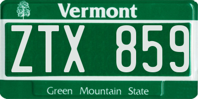 VT license plate ZTX859